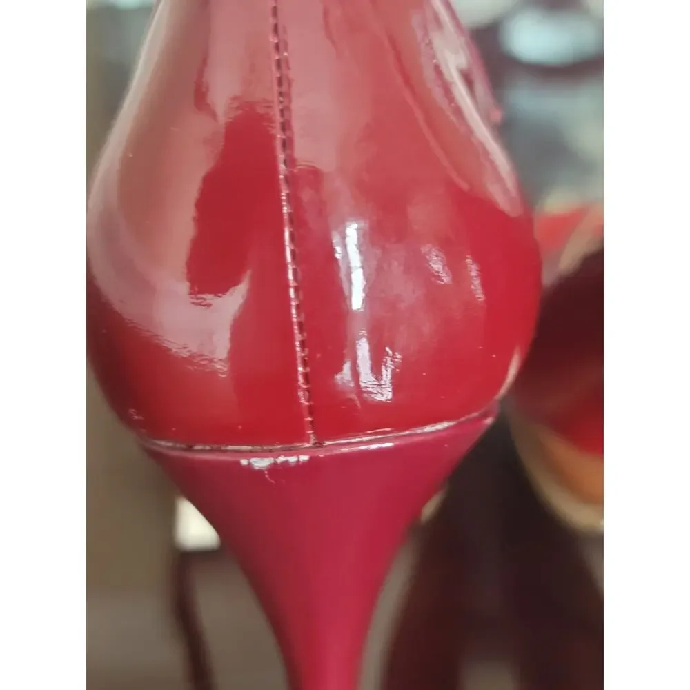 Guess By Marciano High Heels Red Suede Leather Peep Toe Women's US 6.5M‎